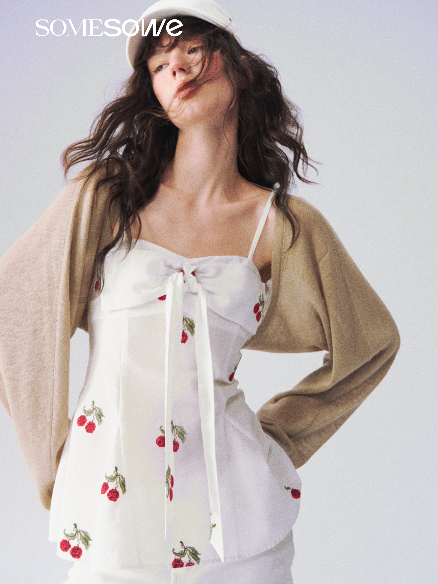 SOMESOWE S2609080 Batwing sleeve cooling sensation cardigan (khaki)