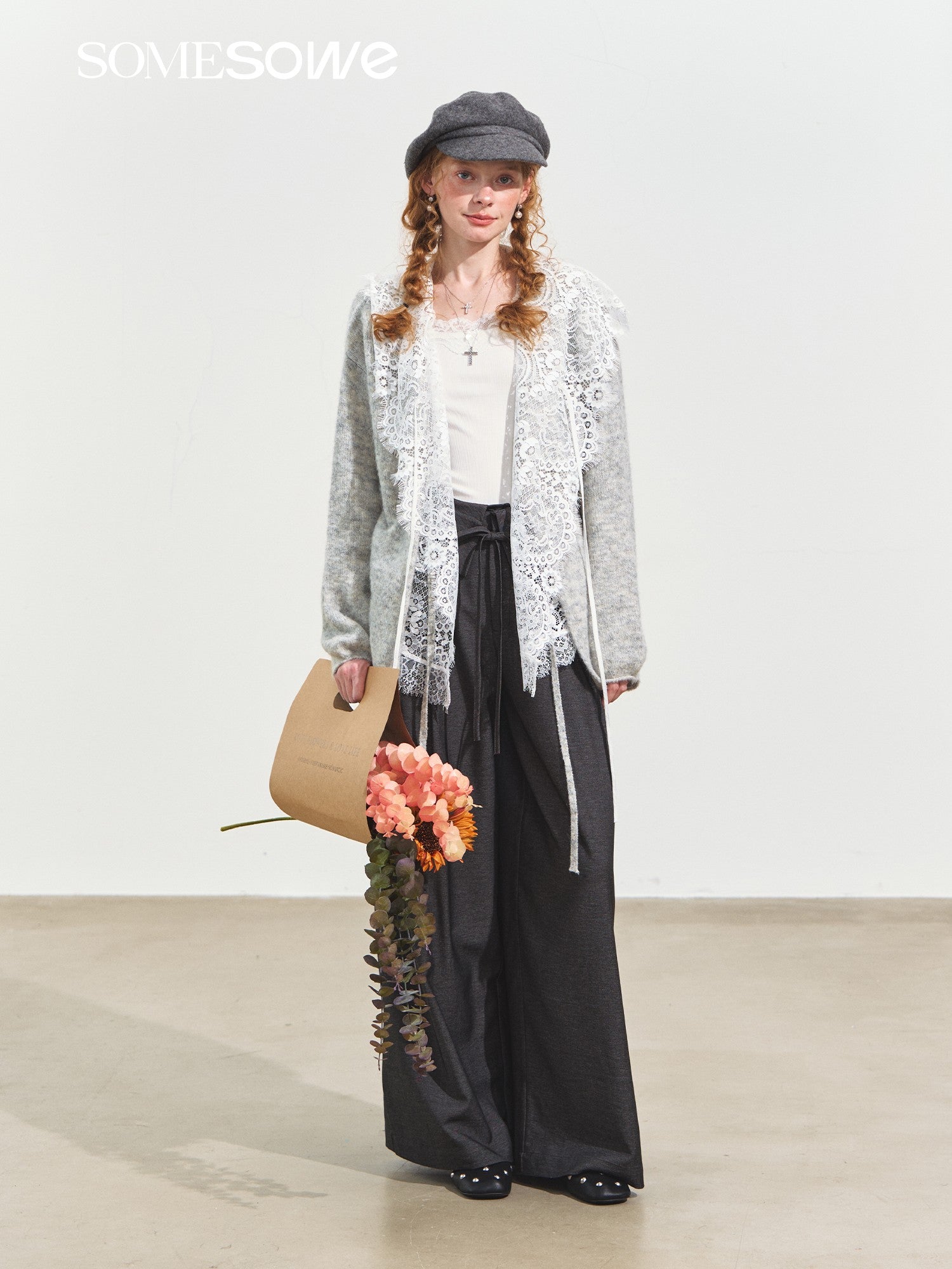 SOMESOWE S2508248 Hooded patchwork lace top