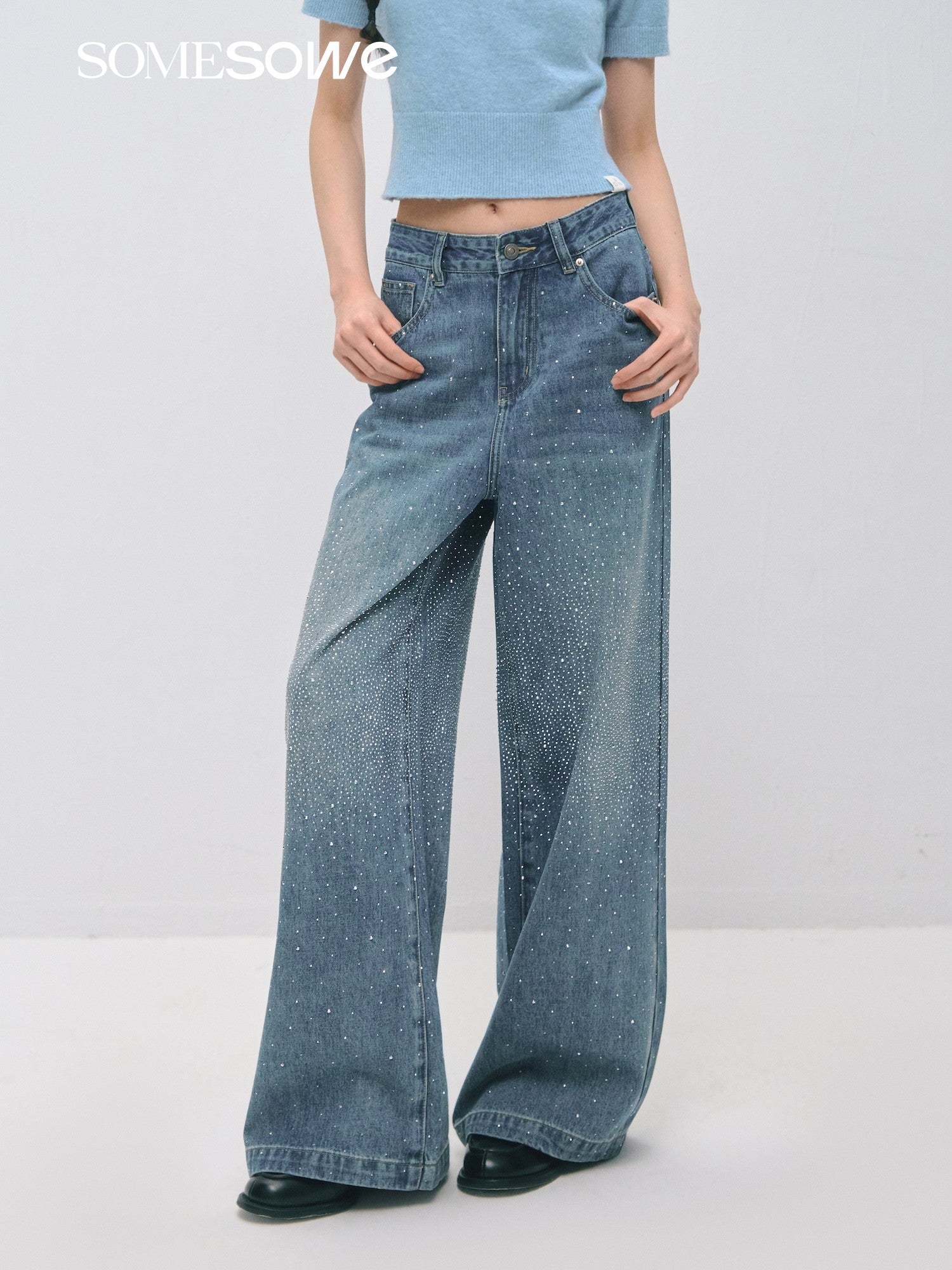 SOMESOWE S2509022 Retro straight tube sparkling jeans
