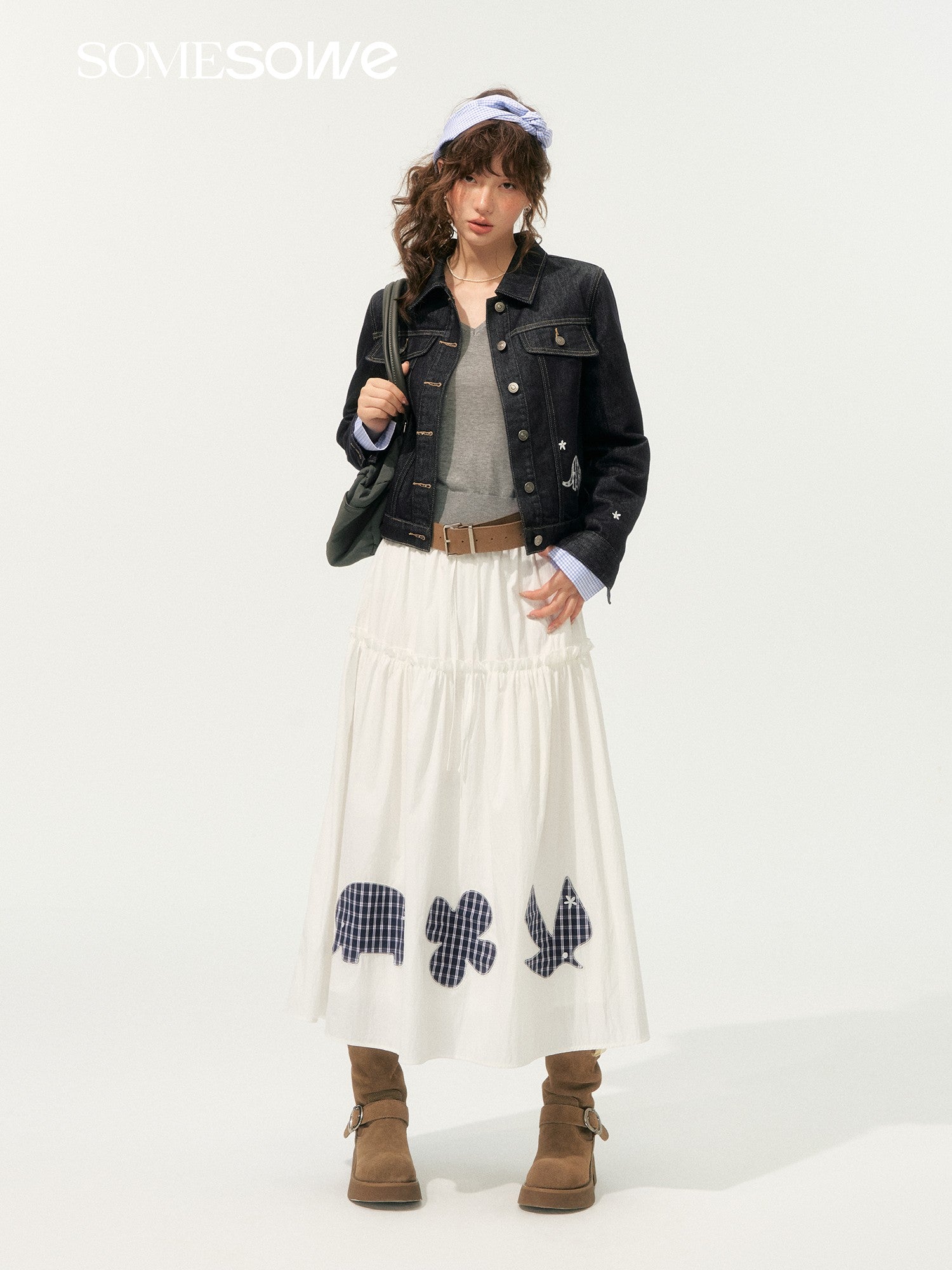 SOMESOWE S2508202 Childish plaid patterned long skirt