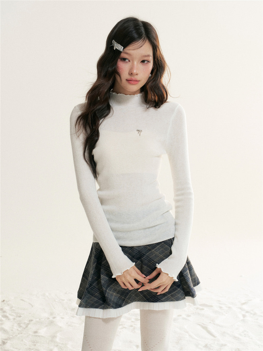 16DEWS 16D25518 High neck long sleeved knitted base shirt