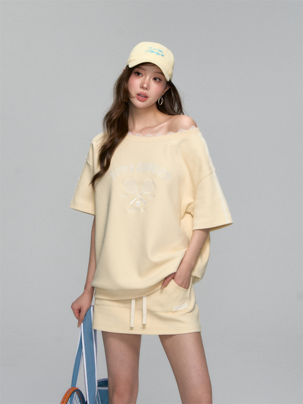 AsGony ASG25110&ASG25111 Embroidered patchwork lace T-shirt + skirt set (seperate)