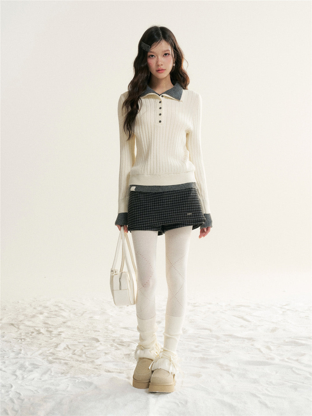 16DEWS 16D25506 Fake two piece woolen skirt