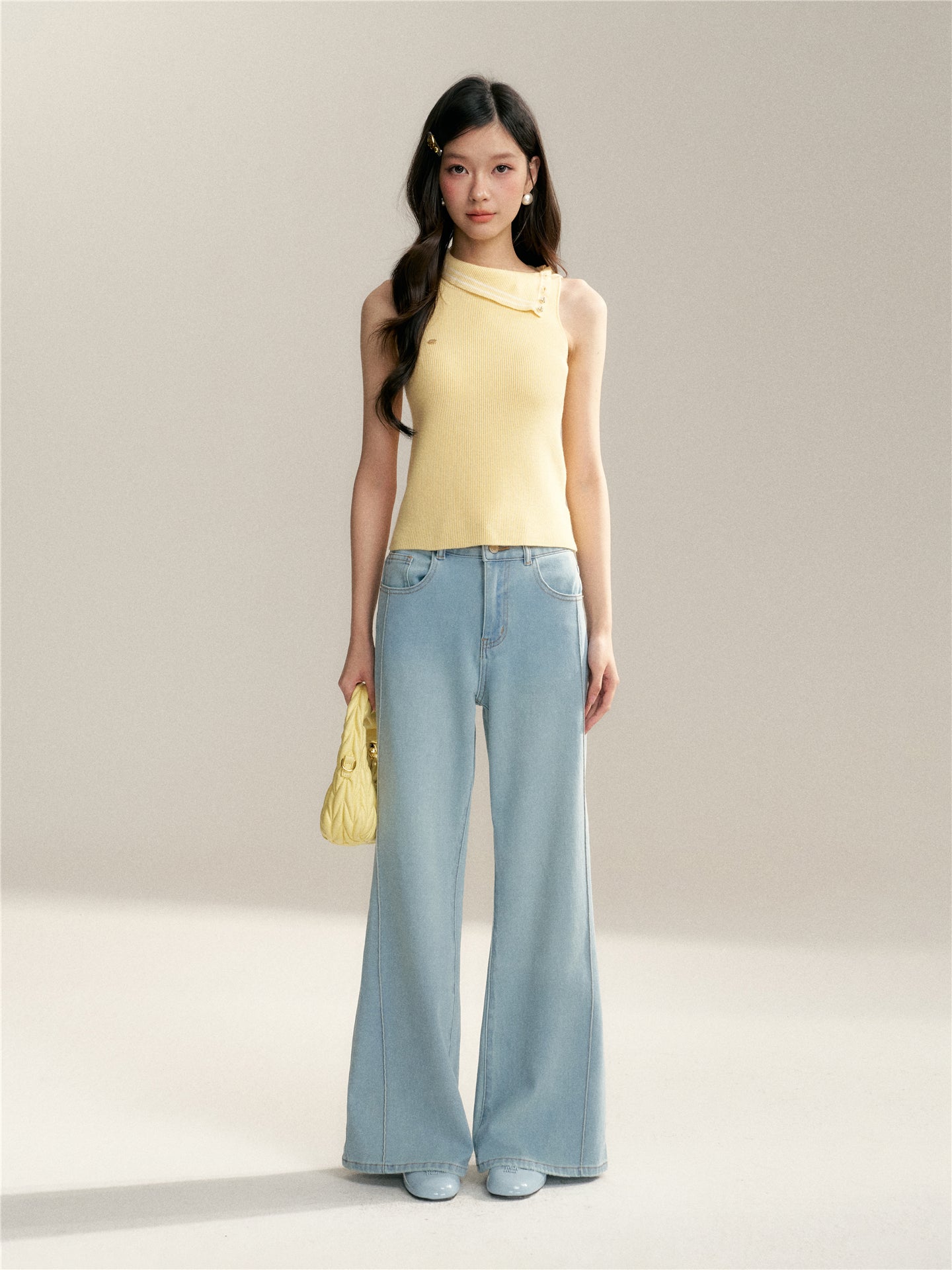 16DEWS 16D246039 Color blocking woolen sleeveless vest