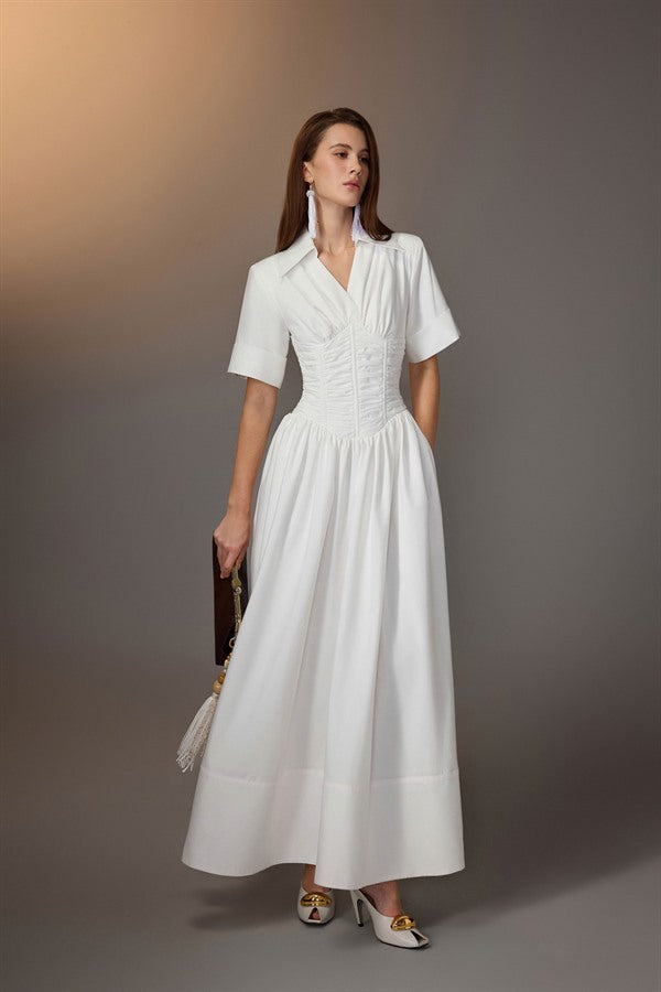 KEIRA TONG Ruching Shirt Dress