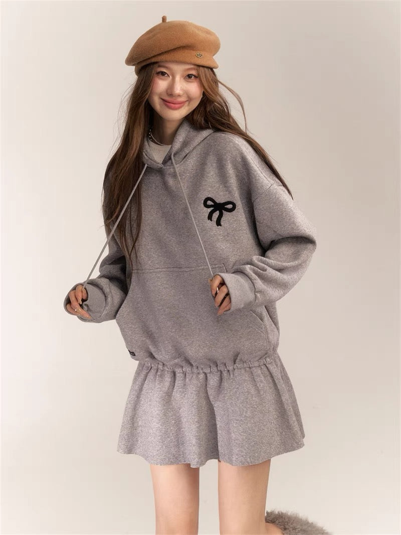 AsGony ASG24630 Hoodie Dress(2color)