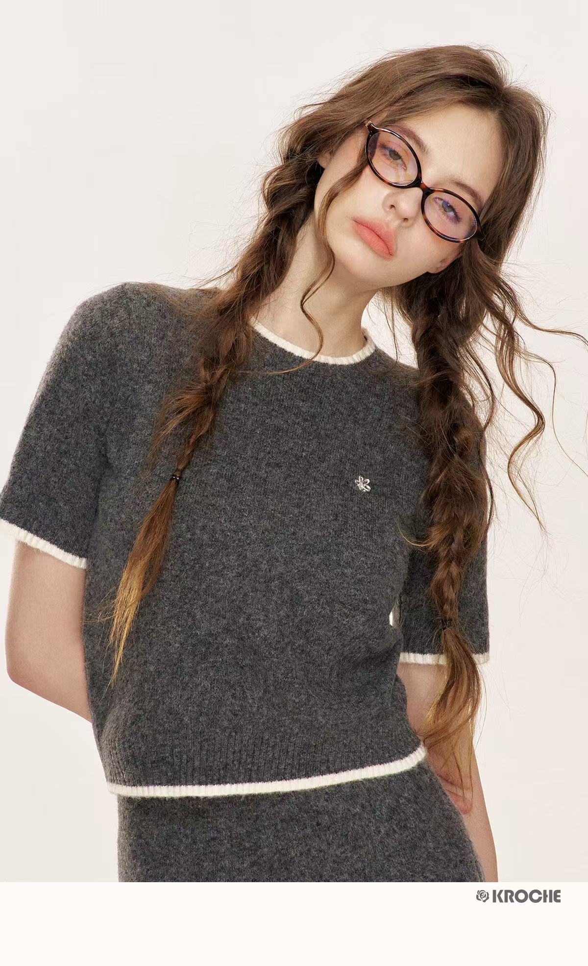 Kroche Wool blend knit three piece set