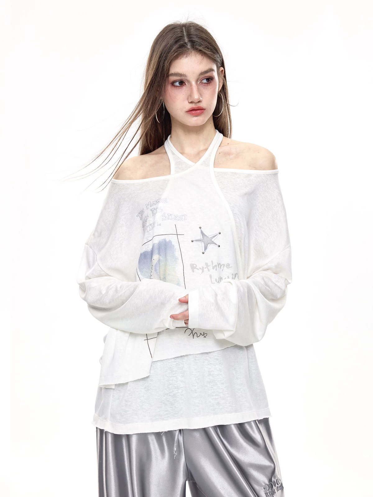Nova Street White Tencel Loose Fit Tee