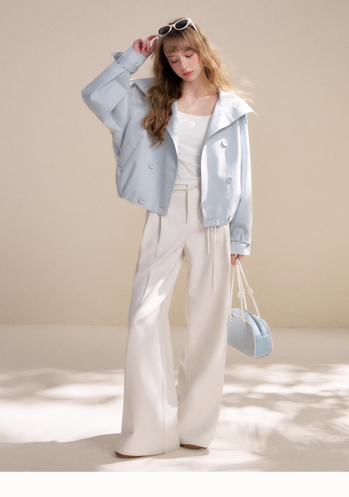 Kroche KZQ2021 Double breasted short windbreaker jacket