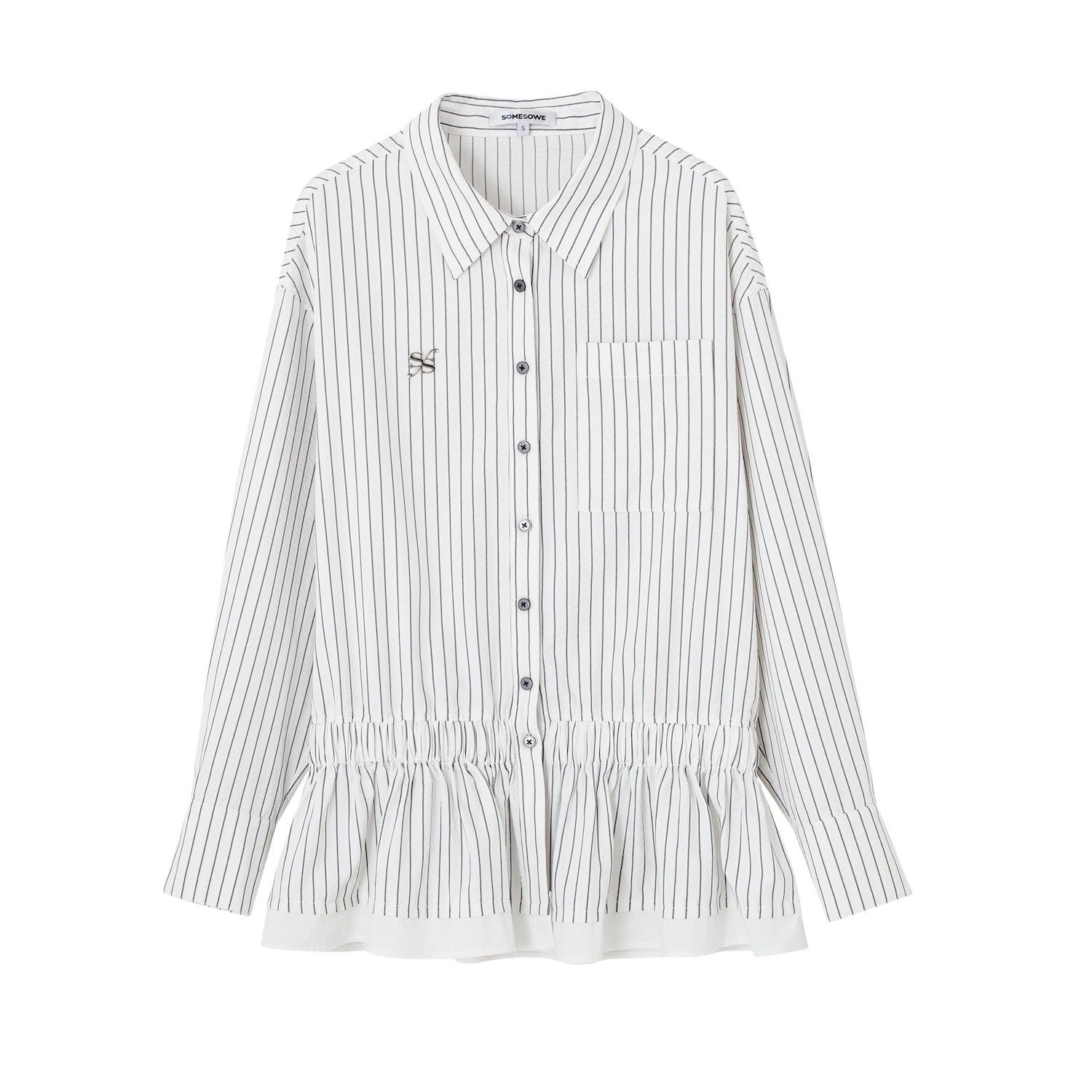 SOMESOWE S2508058 Striped ruffled shirt