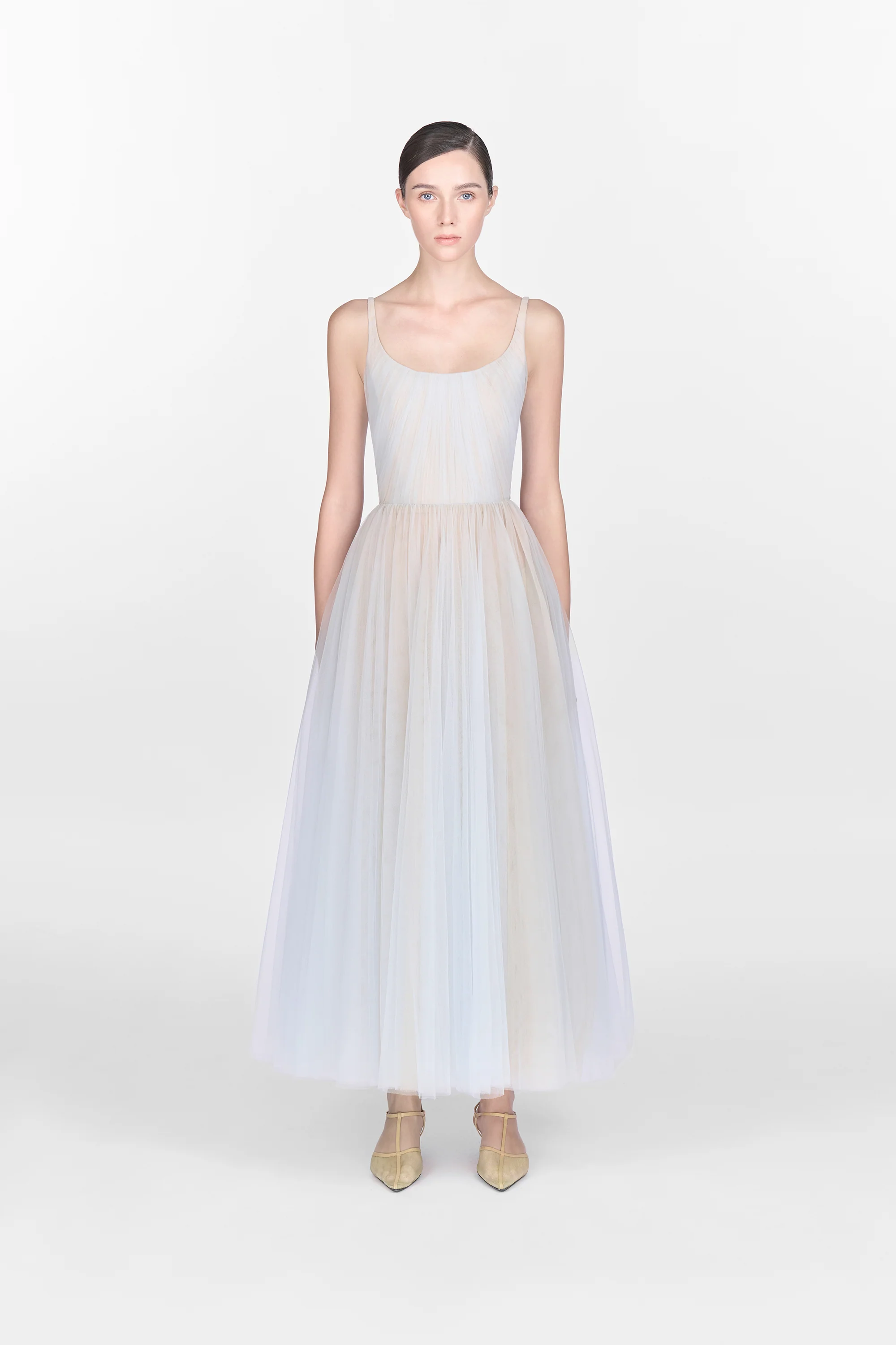 Montsand Blue Draped Tulle Dress