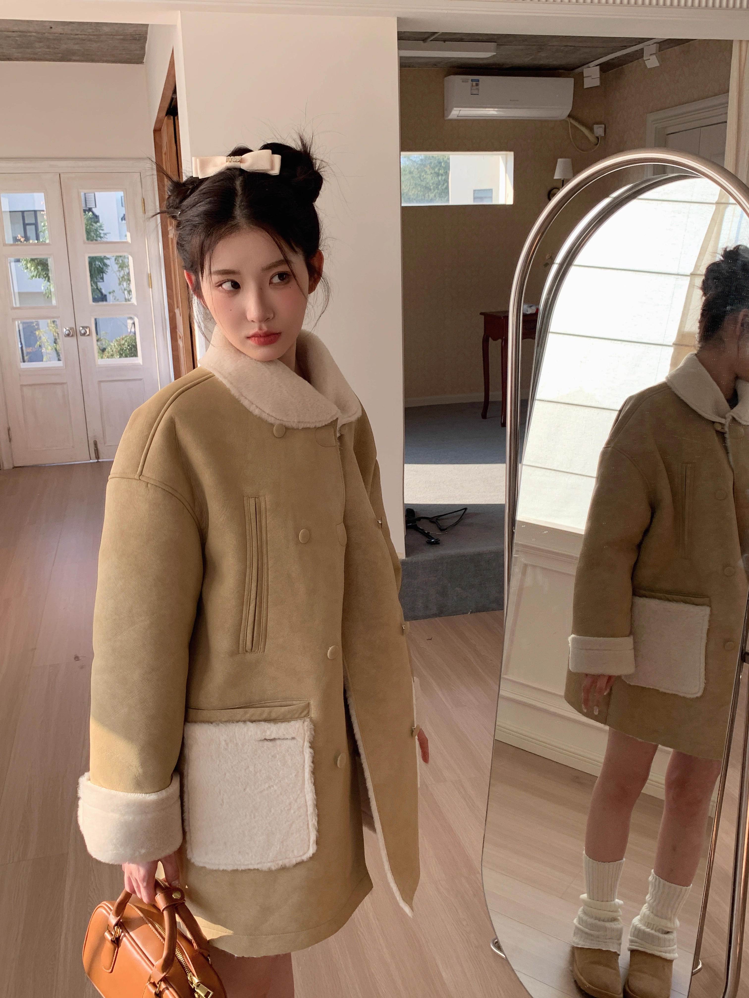 Momonana Light Brown Loose Lapel Coat