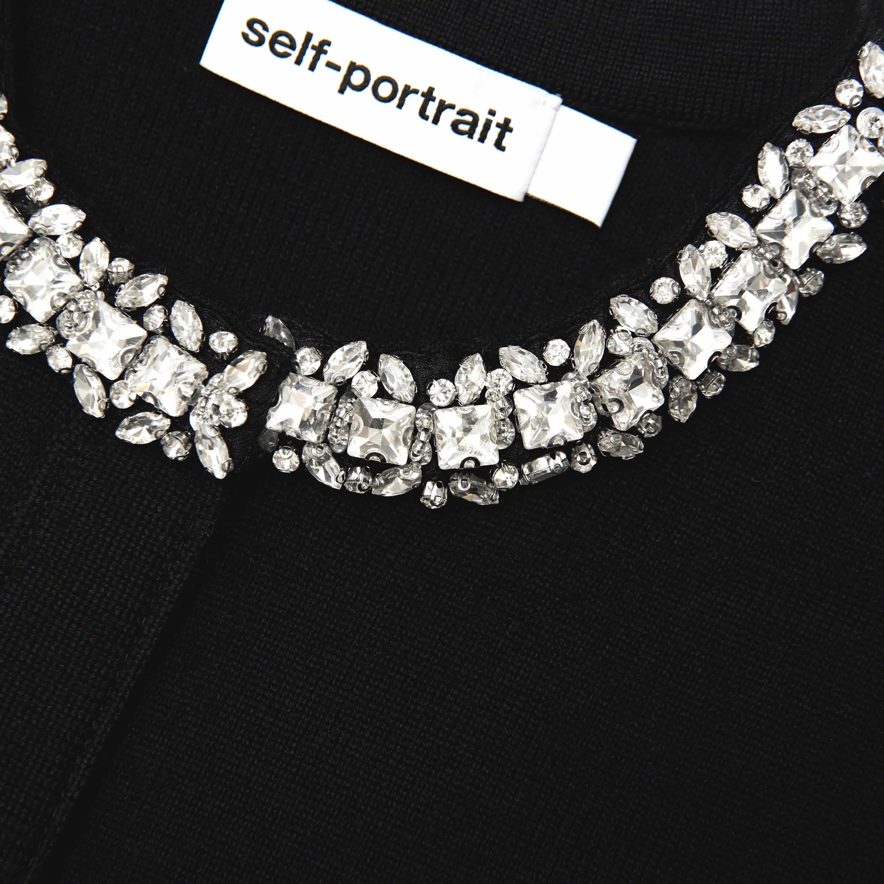 Self-Portrait BLACK EMBELLISHED CARDIGAN