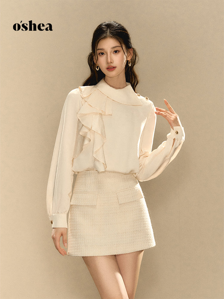 OShea Texture ruffled shirt