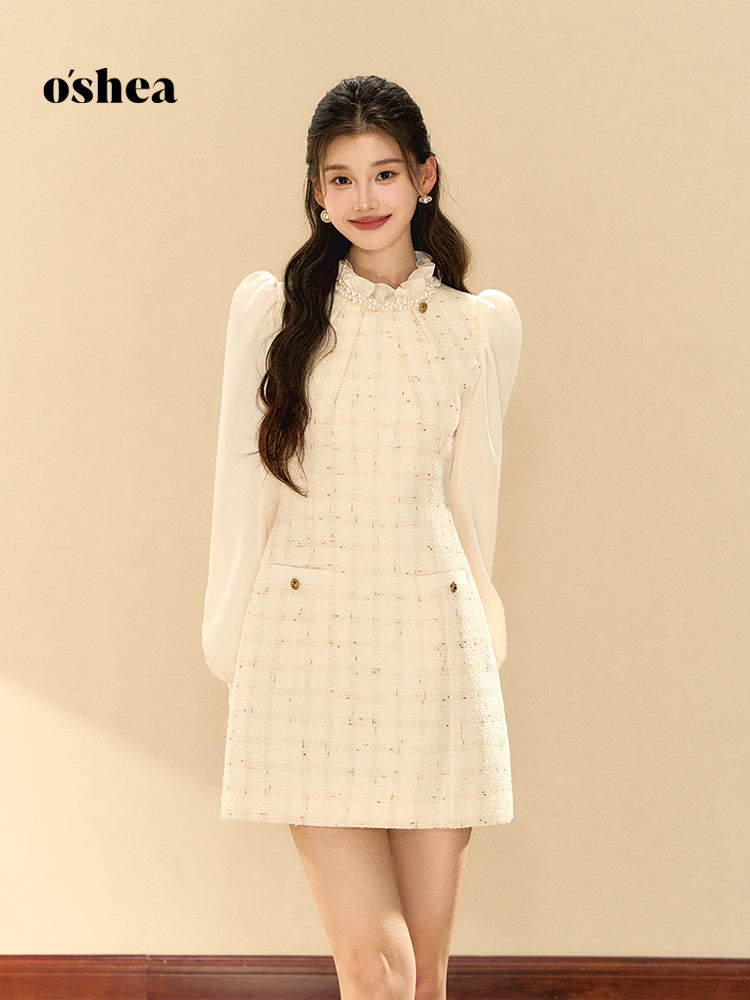OShea Puff sleeve pearl dress