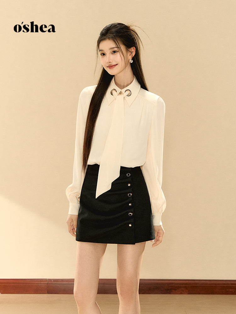 OShea Detachable ribbon textured shirt