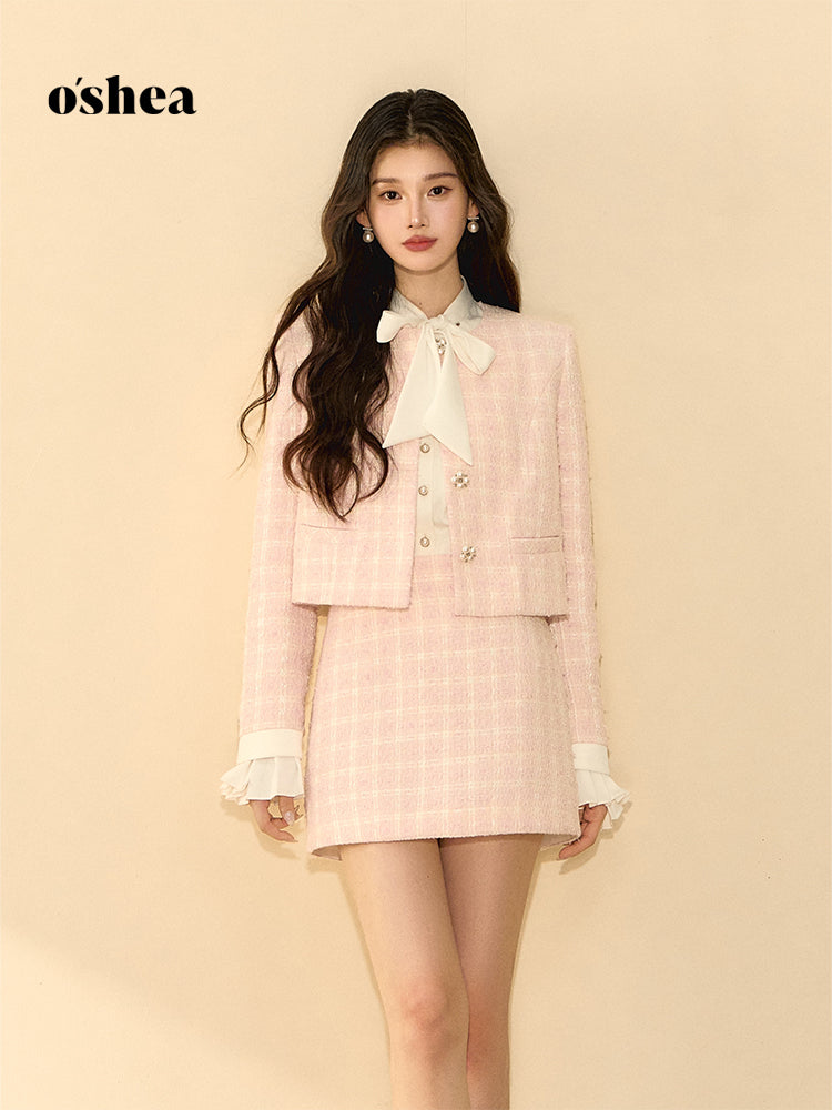 OShea Pink pearl jacket + skirt set (seperate)