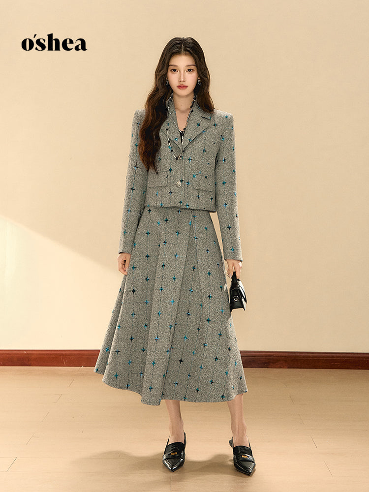 OShea Contrasting suit jacket + skirt set (2length)