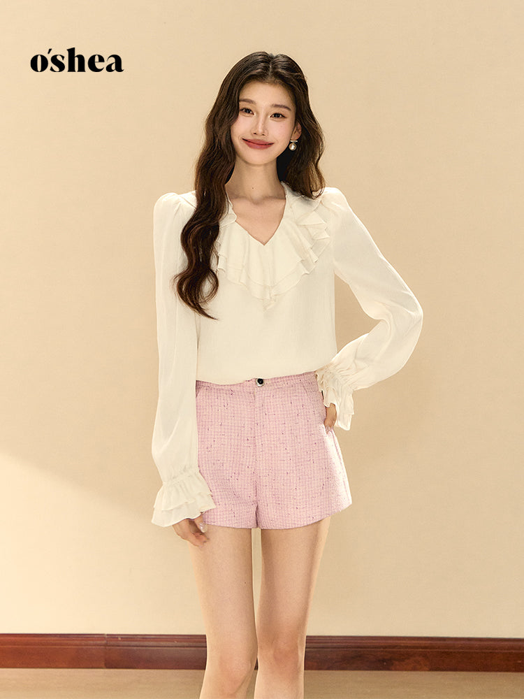 OShea Ruffled V-neck shirt