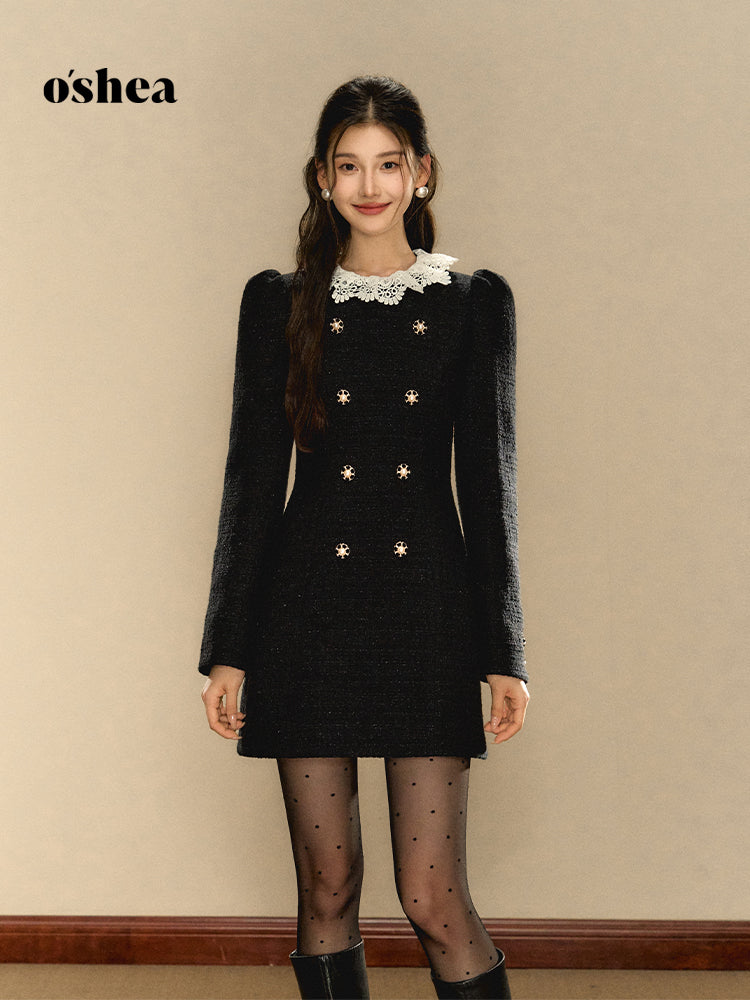OShea Puff sleeve wool dress