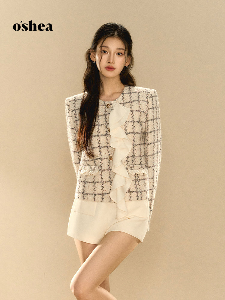 OShea Plaid pleated short jacket