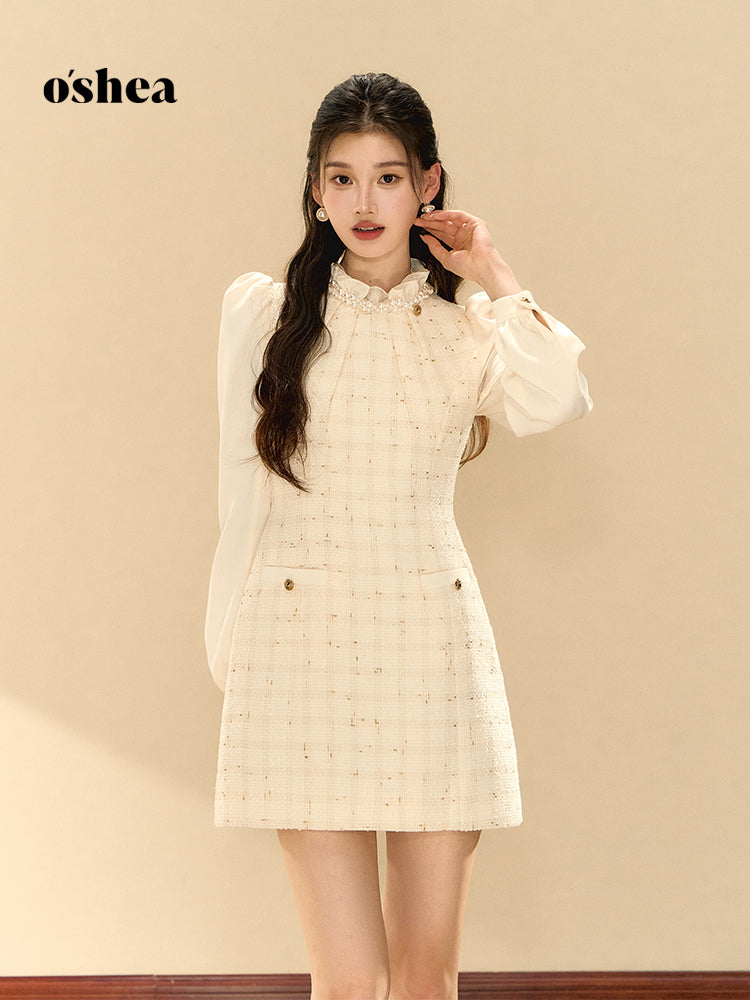 OShea Puff sleeve pearl dress