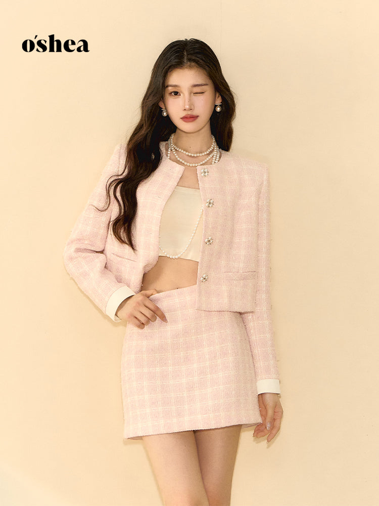 OShea Pink pearl jacket + skirt set (seperate)