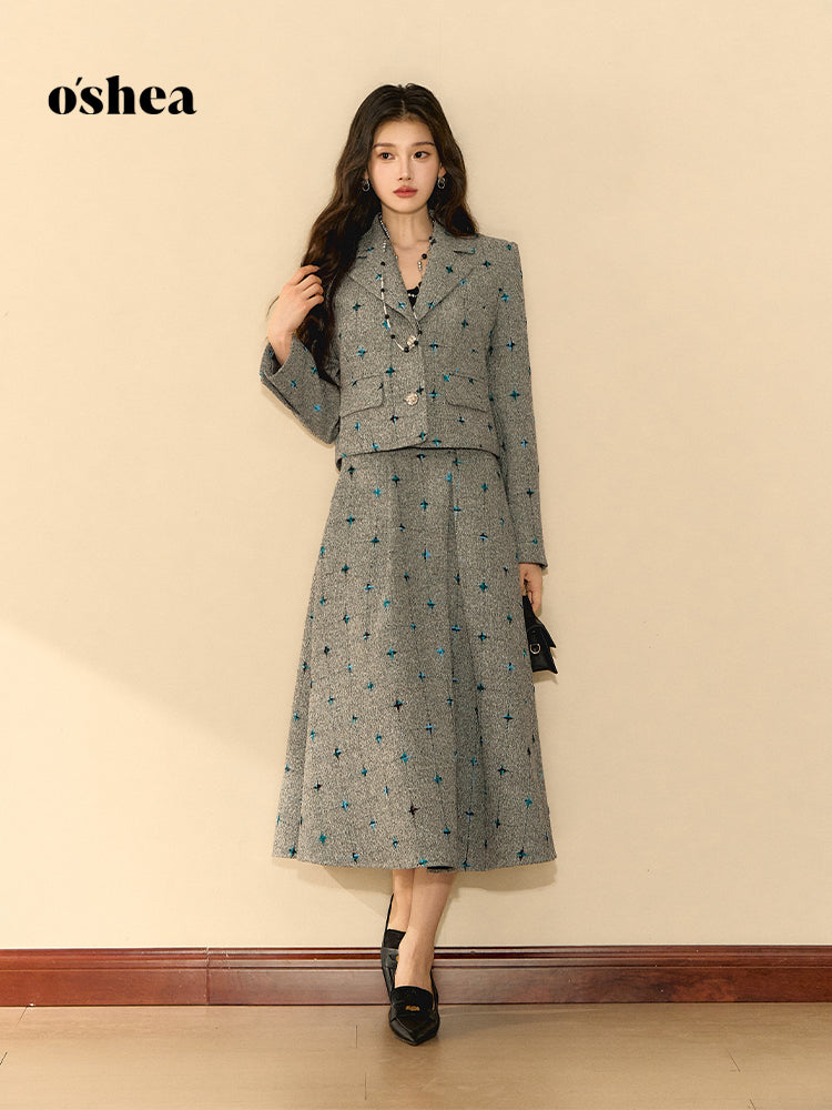 OShea Contrasting suit jacket + skirt set (2length)