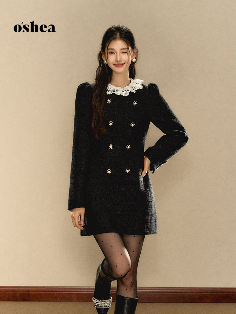 OShea Puff sleeve wool dress