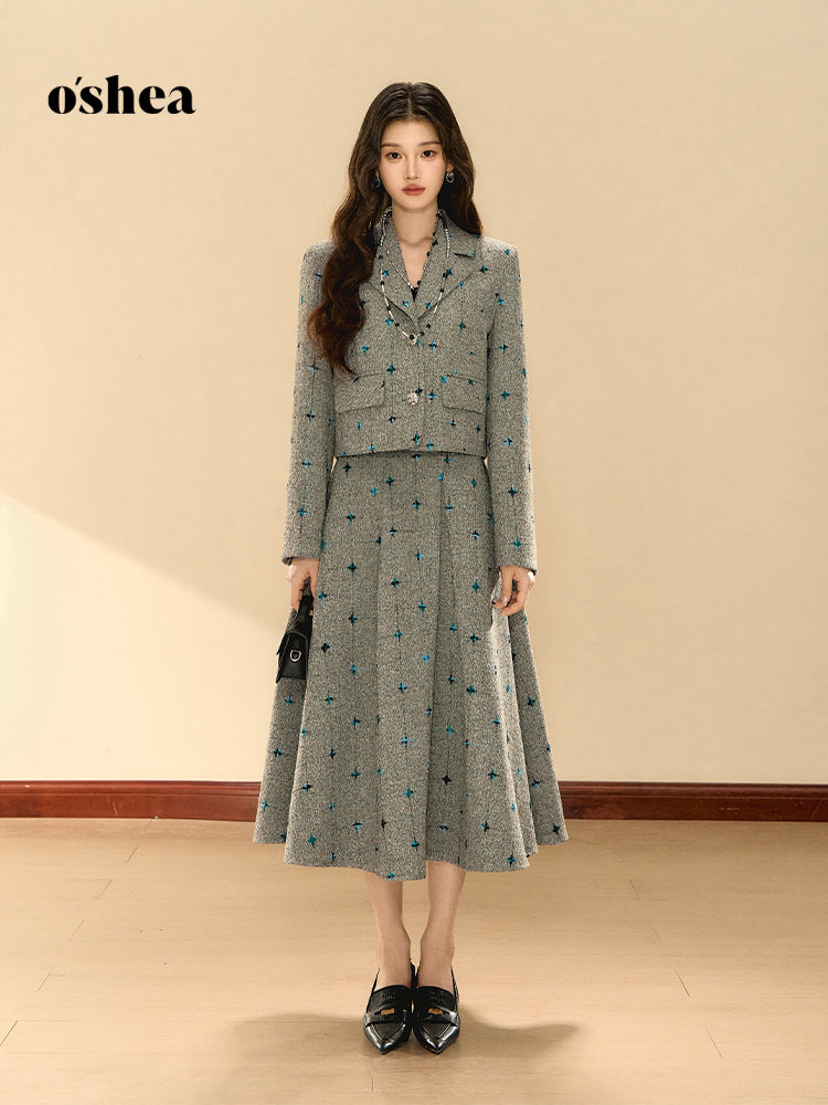 OShea Contrasting suit jacket + skirt set (2length)