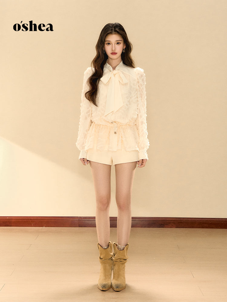 OShea Puff sleeve bow shirt dress