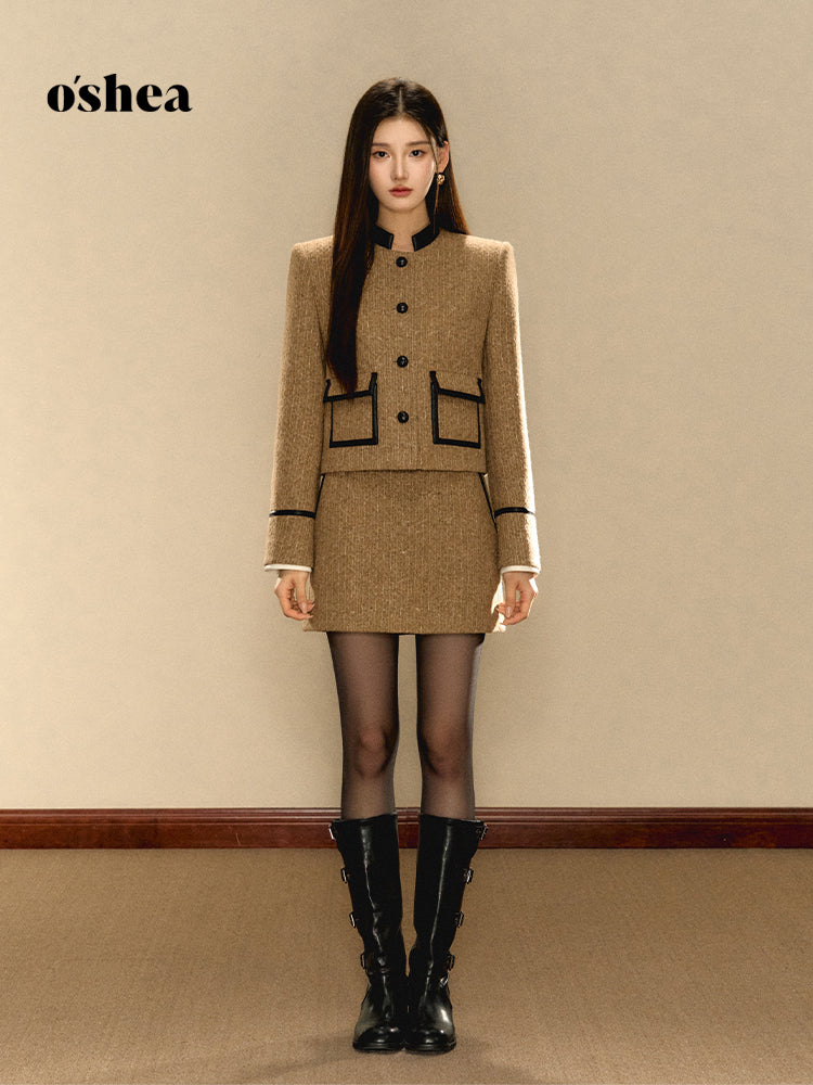 OShea Tea brown short jacket + skirt set (seperate)