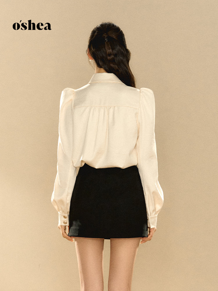 OShea Bubble sleeve textured shirt + skirt set (seperate)