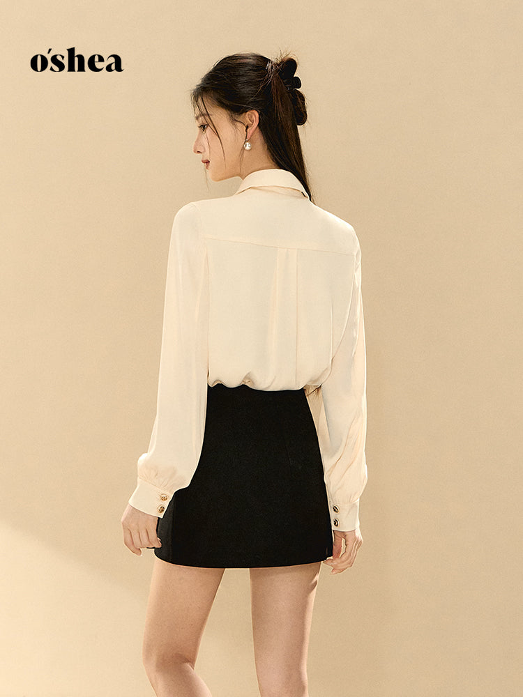 OShea Detachable ribbon textured shirt