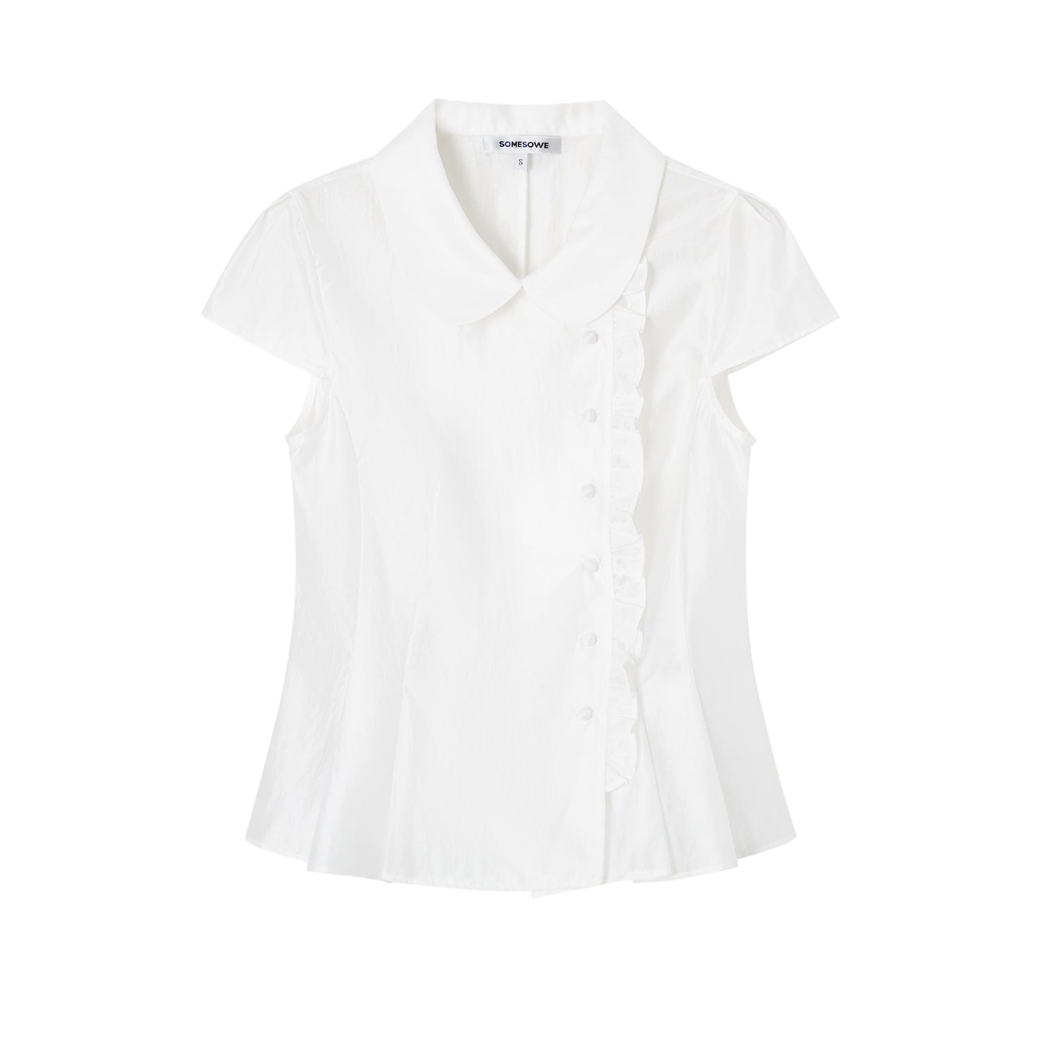 SOMESOWE S2609093 Baby collar slanted placket waist cinched shirt