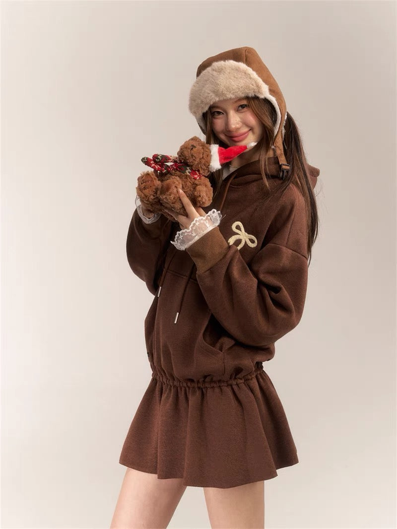 AsGony ASG24630 Hoodie Dress(2color)