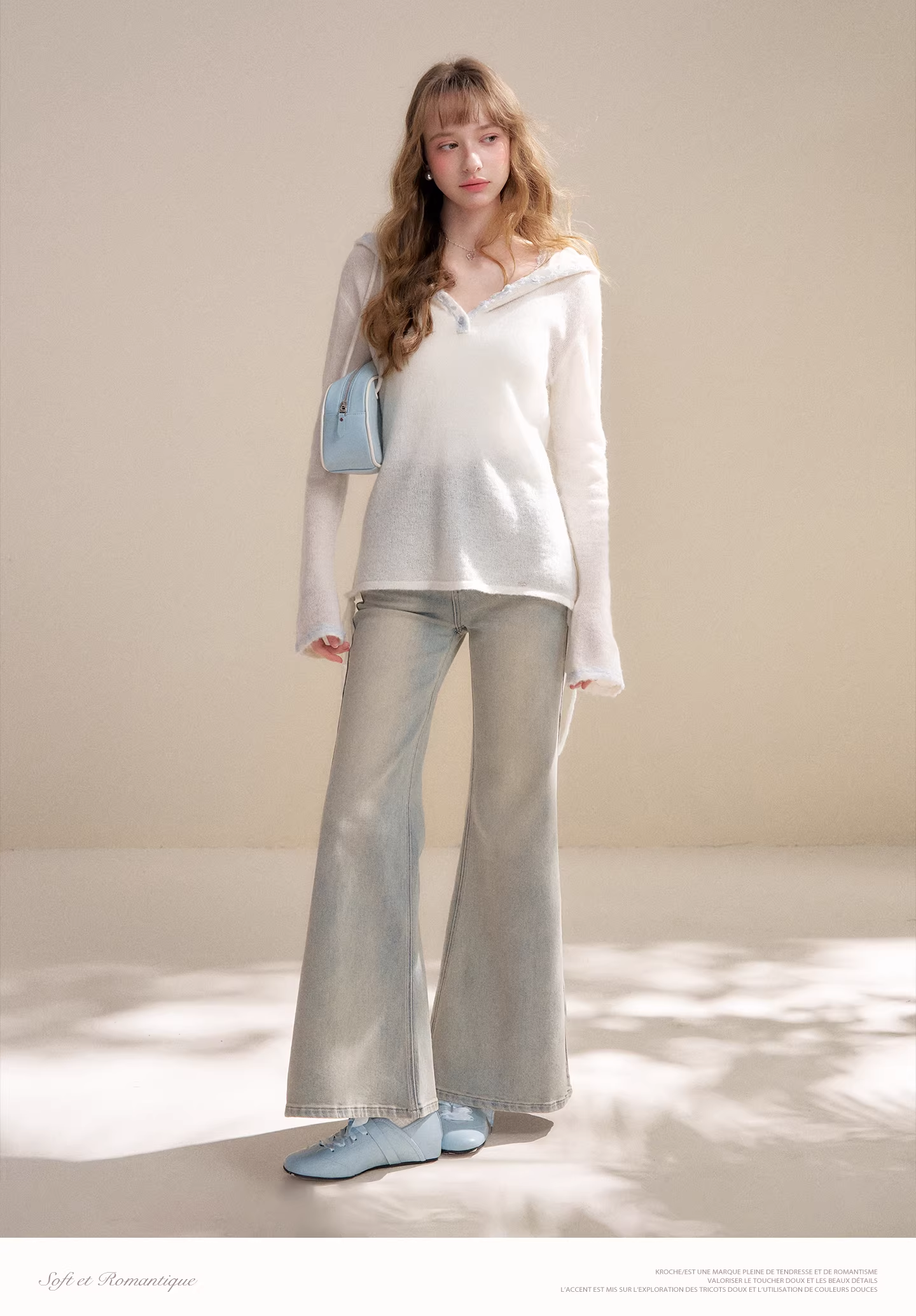 Kroche KP8072 Lace hooded pullover knitted sweater