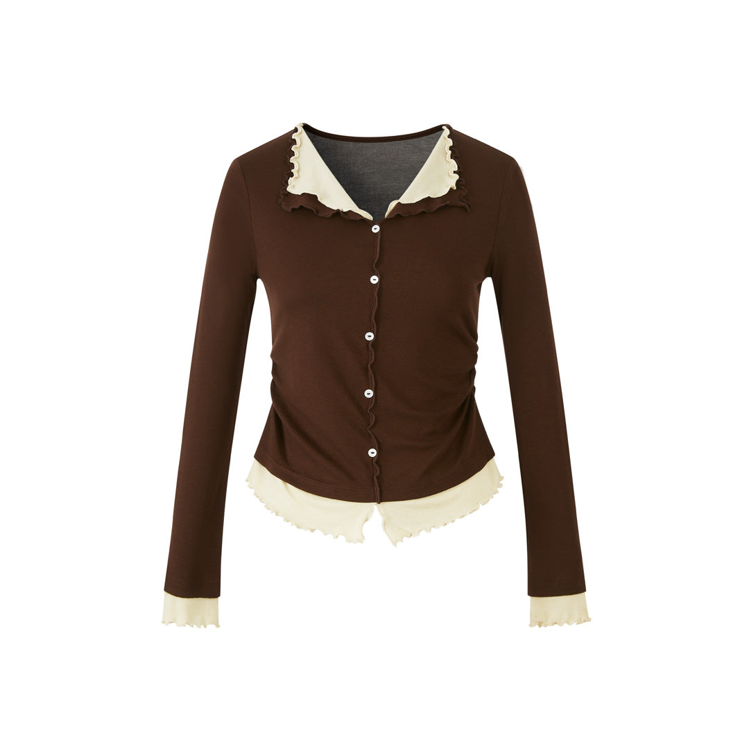 Lafreedom LAF350818 Fake two piece knitted long sleeve top