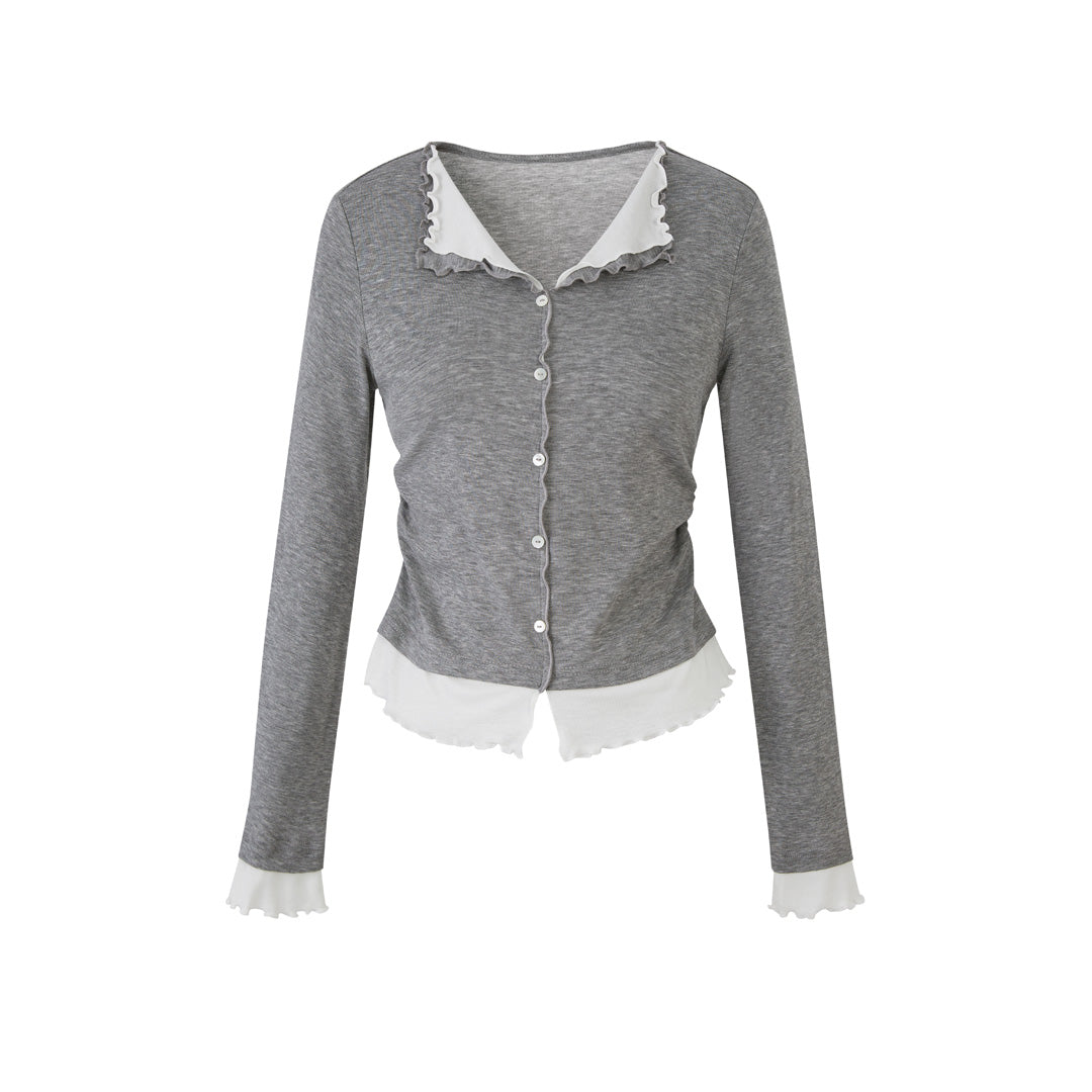 Lafreedom LAF350818 Fake two piece knitted long sleeve top