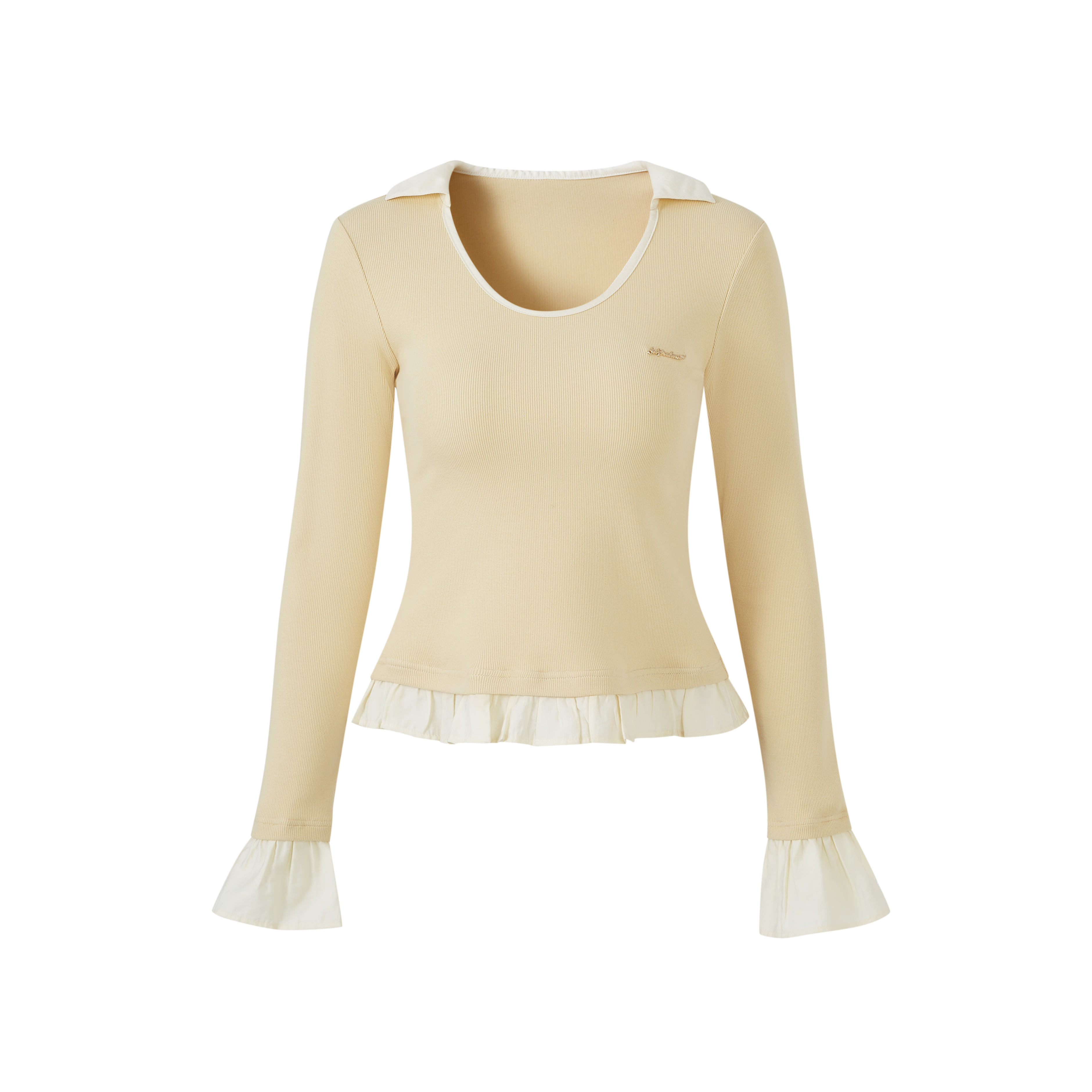 Lafreedom LAC350114 Splicing knitted top (2color)