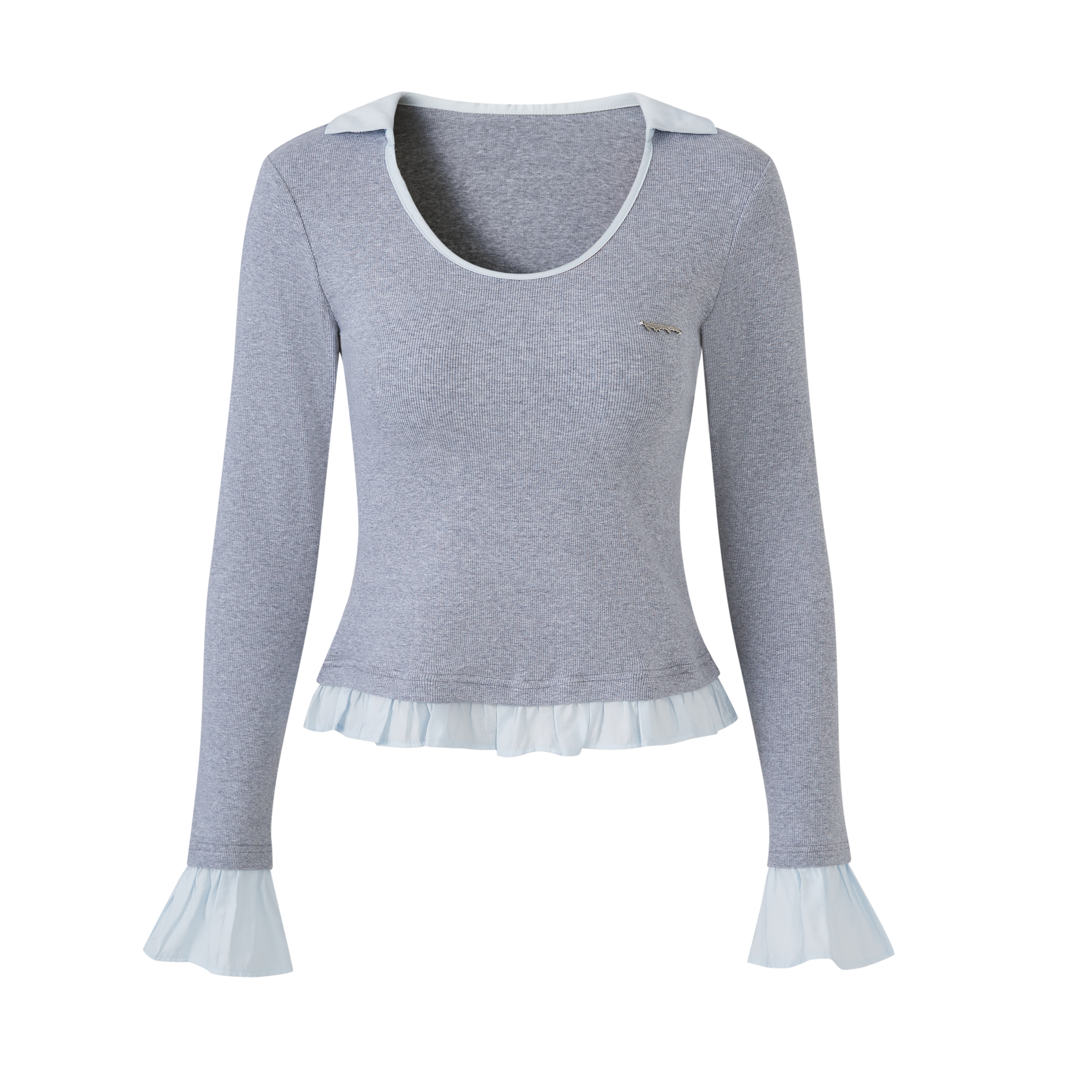 Lafreedom LAC350114 Splicing knitted top (2color)