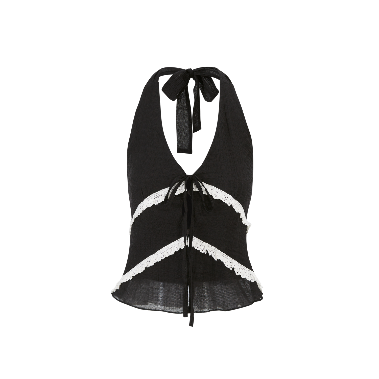 Lafreedom LAC350408&LAC350409 Vacation style halter neck top+lace patchwork skirt (2color)