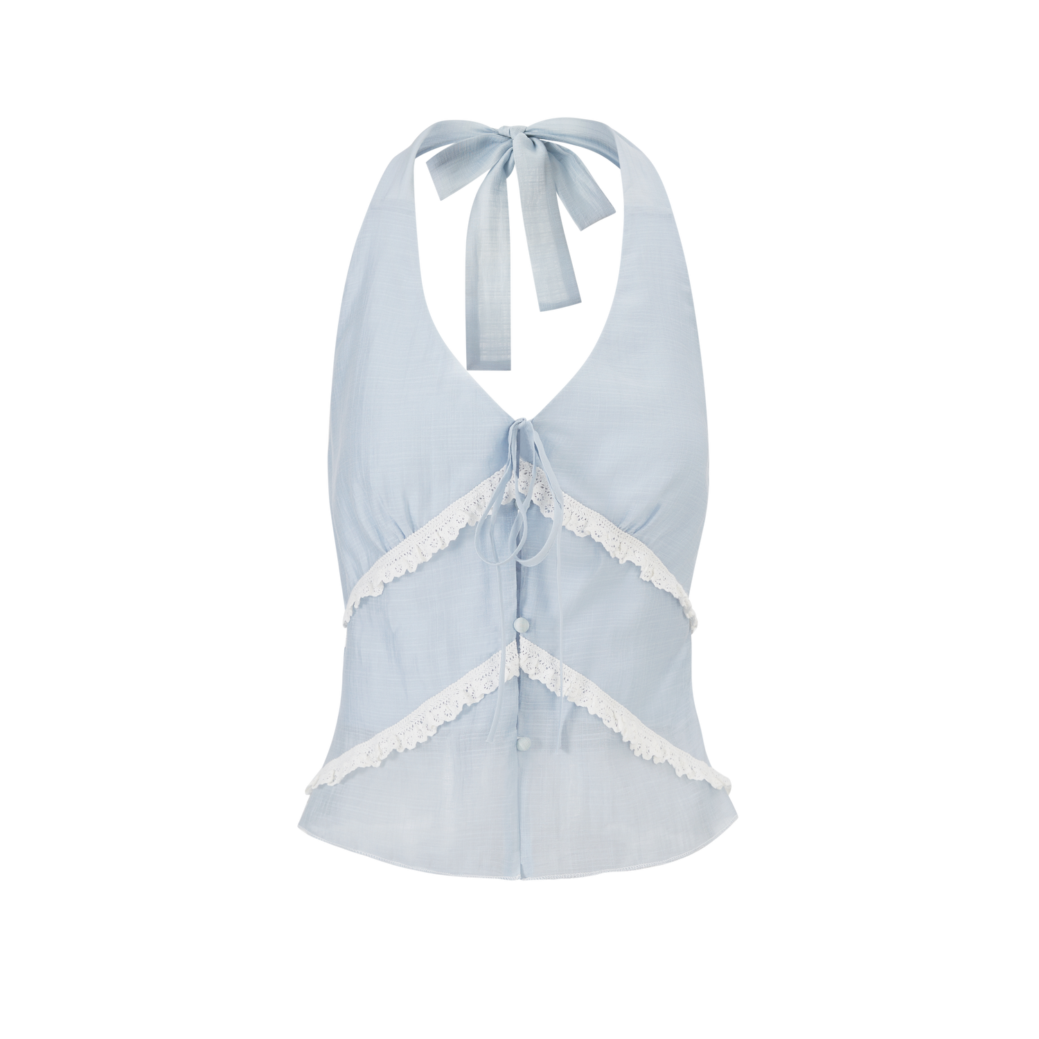 Lafreedom LAC350408&LAC350409 Vacation style halter neck top+lace patchwork skirt (2color)