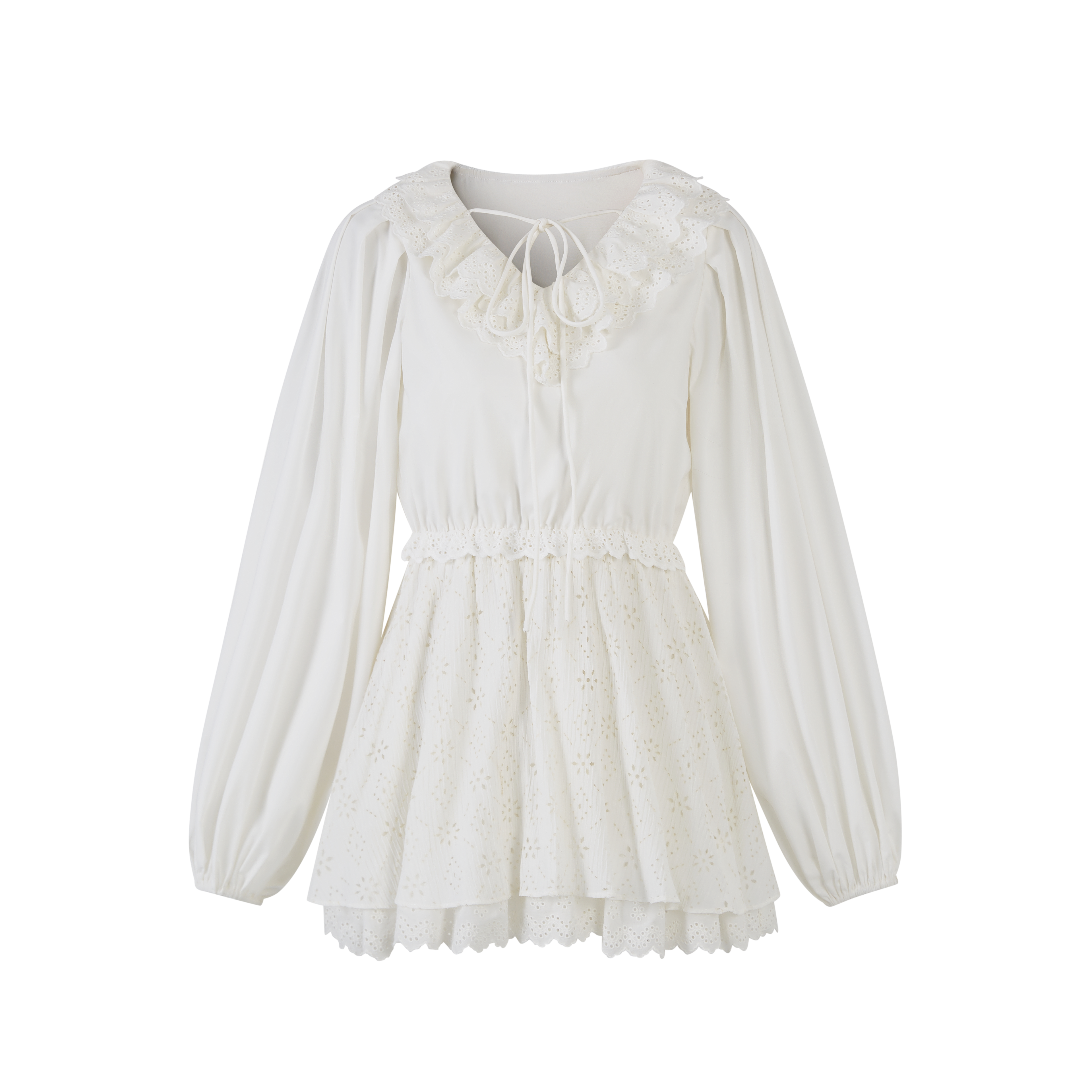 Lafreedom LAC350309 Puff sleeve embroidery dress