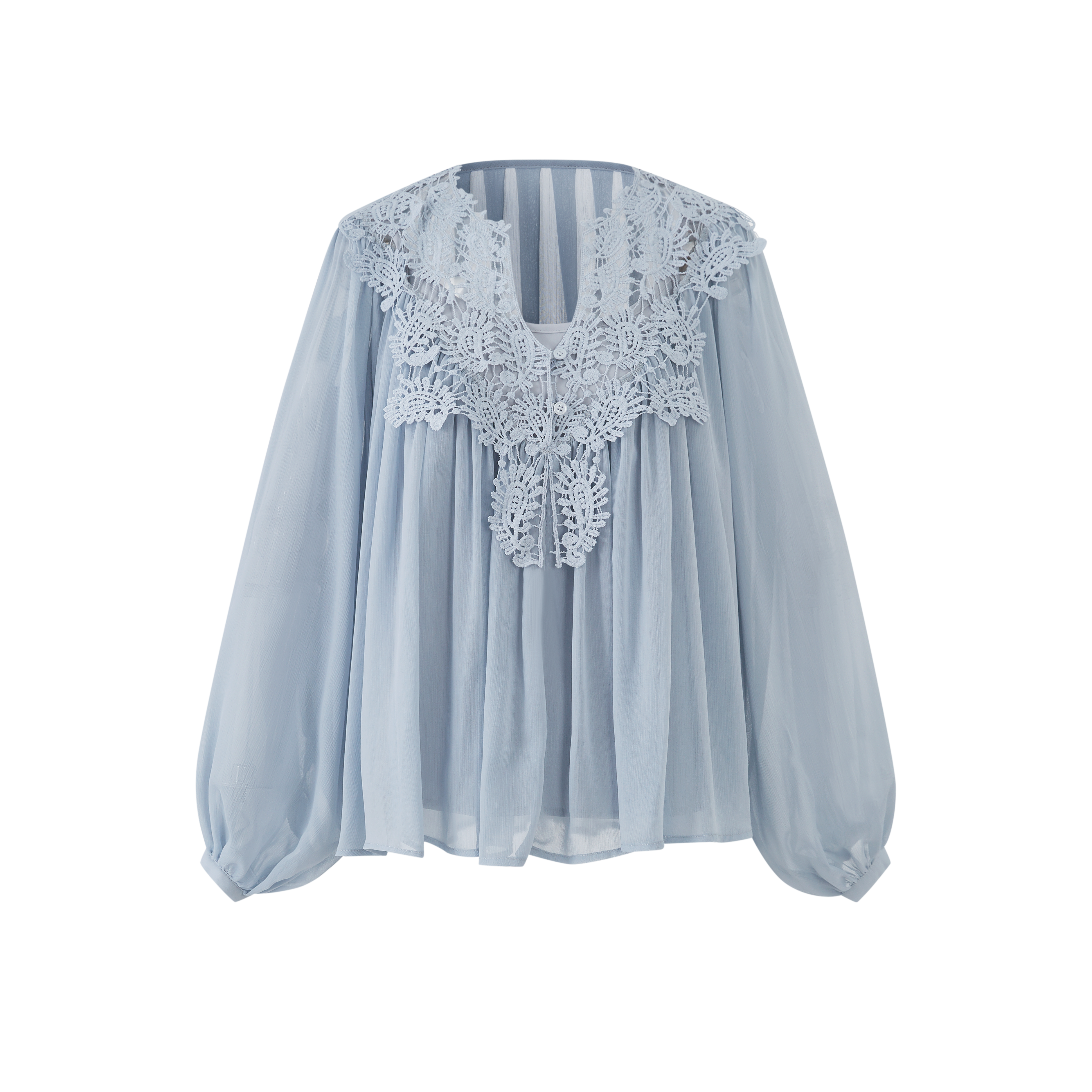 Lafreedom LAF360403 Hollow hook flower lace two-piece shirt set