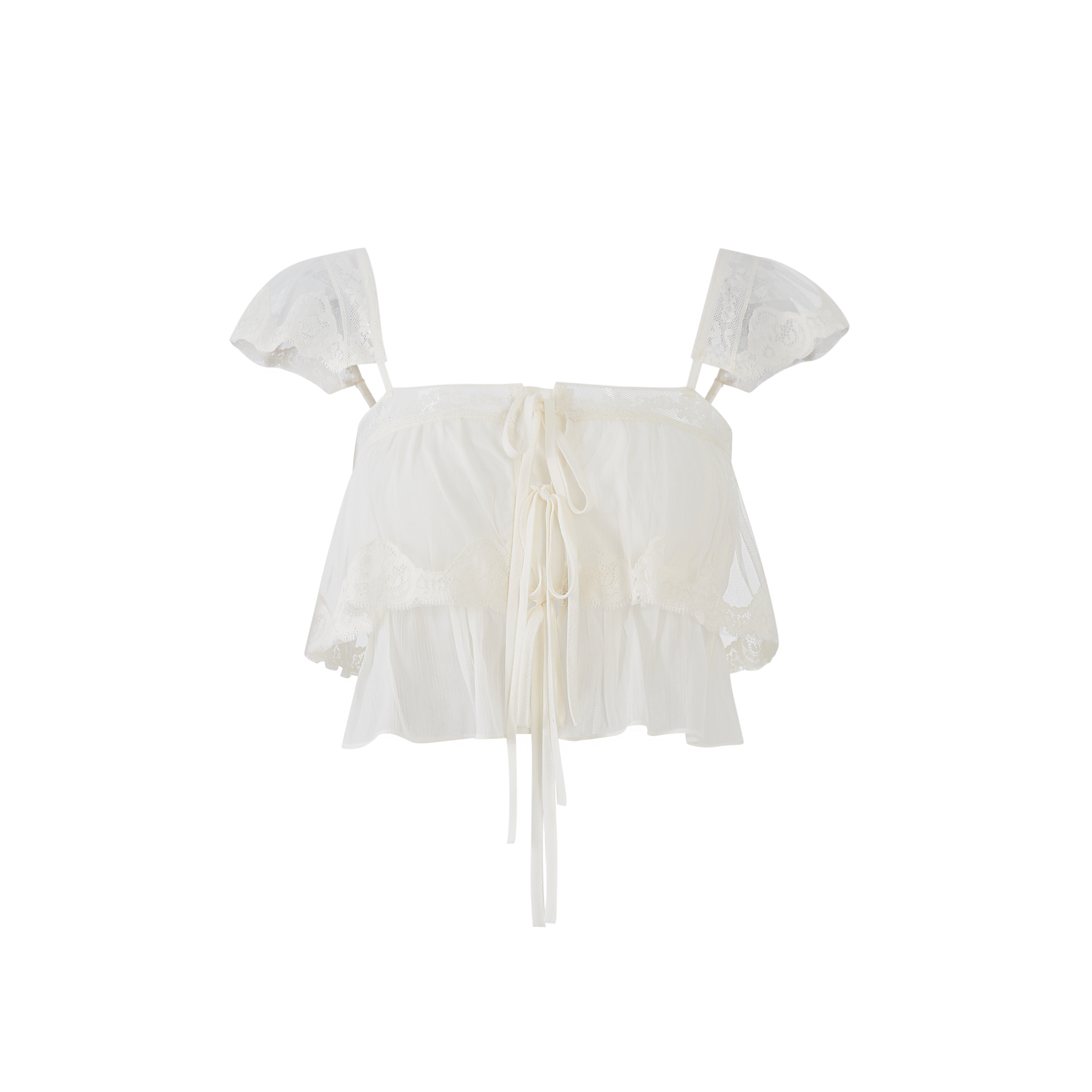 Lafreedom LAF360401&LAF360402 Light gauze multi-layer ruffled lace camisole top + ruffled lace skirt