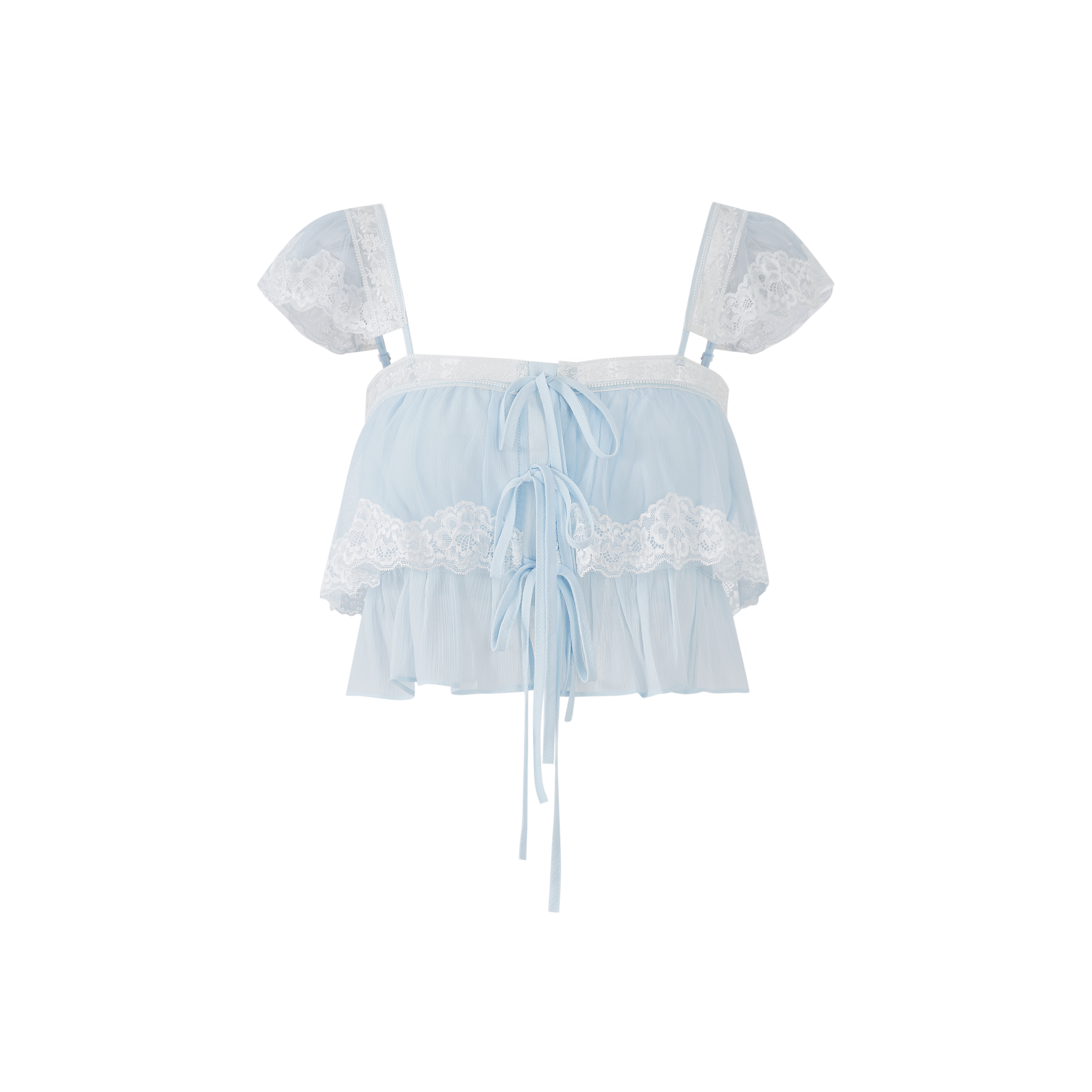 Lafreedom LAF360401&LAF360402 Light gauze multi-layer ruffled lace camisole top + ruffled lace skirt