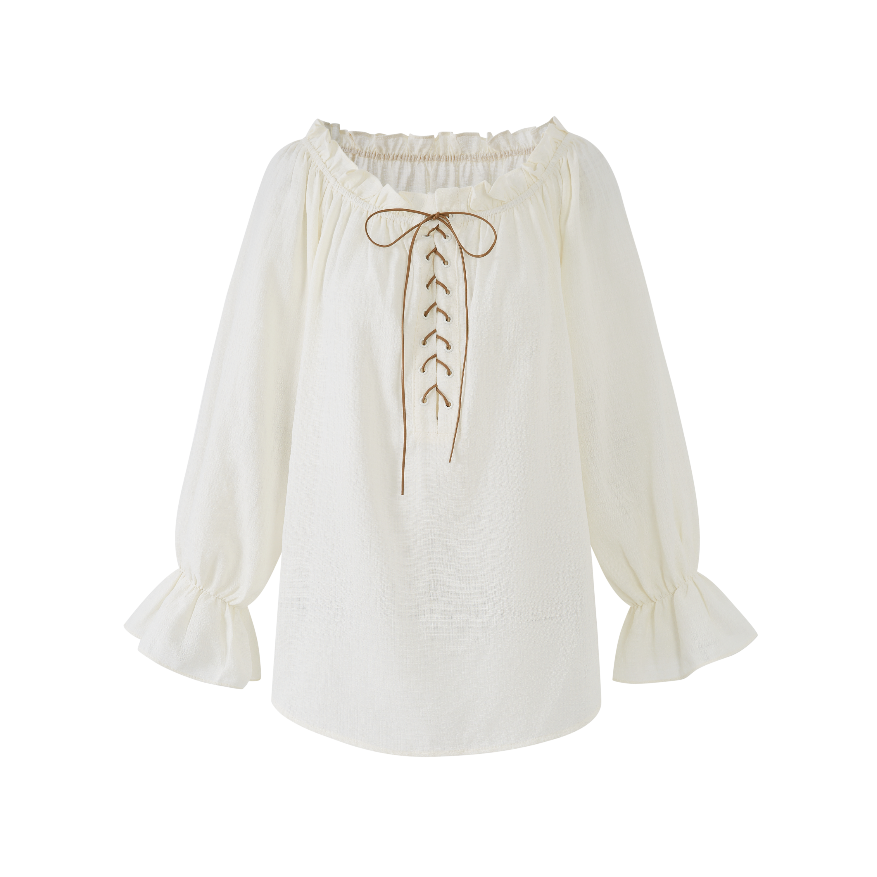 Lafreedom LAF360415 Off shoulder lotus leaf edge shirt two-piece set