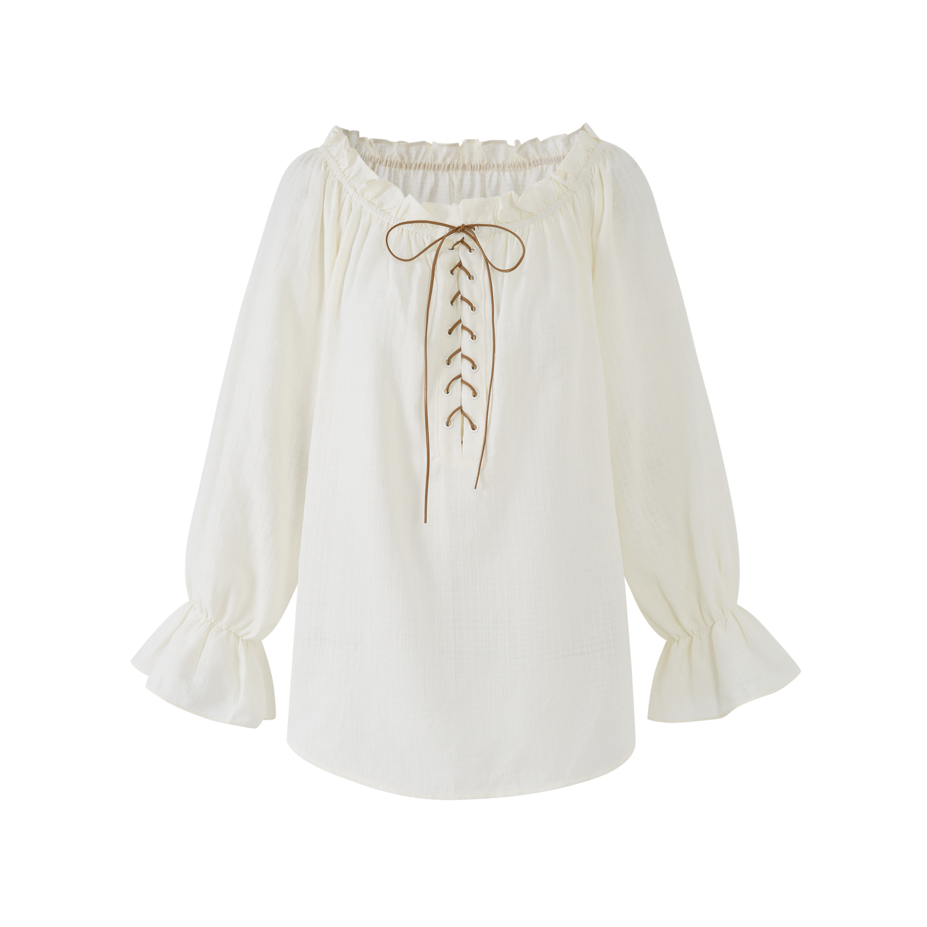 Lafreedom LAF360415 Off shoulder lotus leaf edge shirt two-piece set
