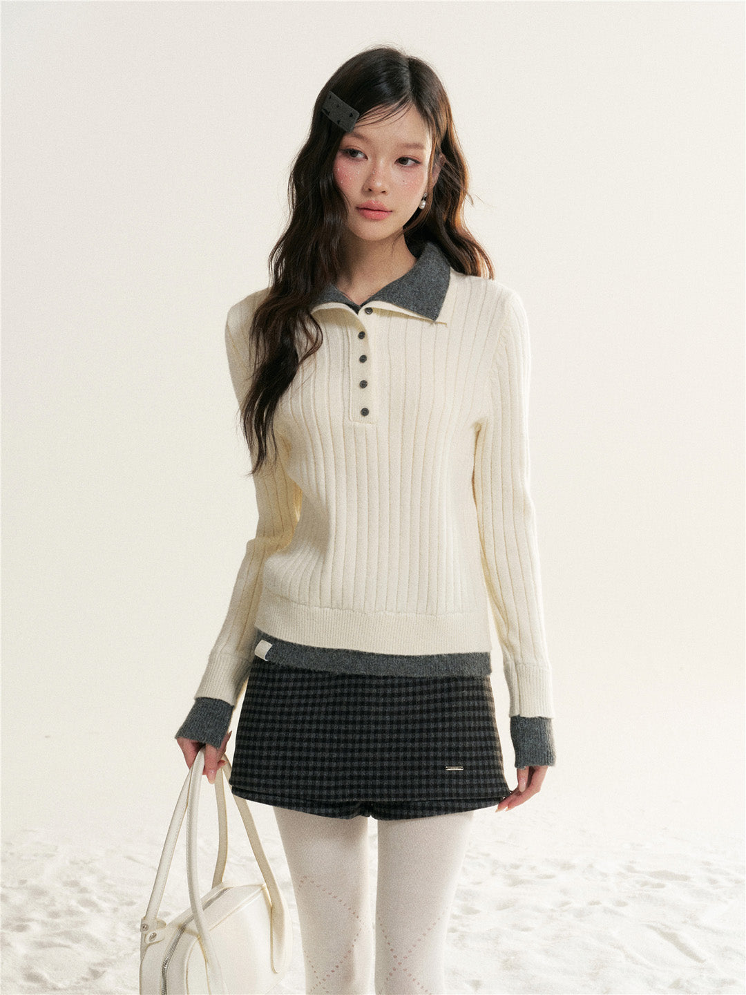 16DEWS 16D25506 Fake two piece woolen skirt